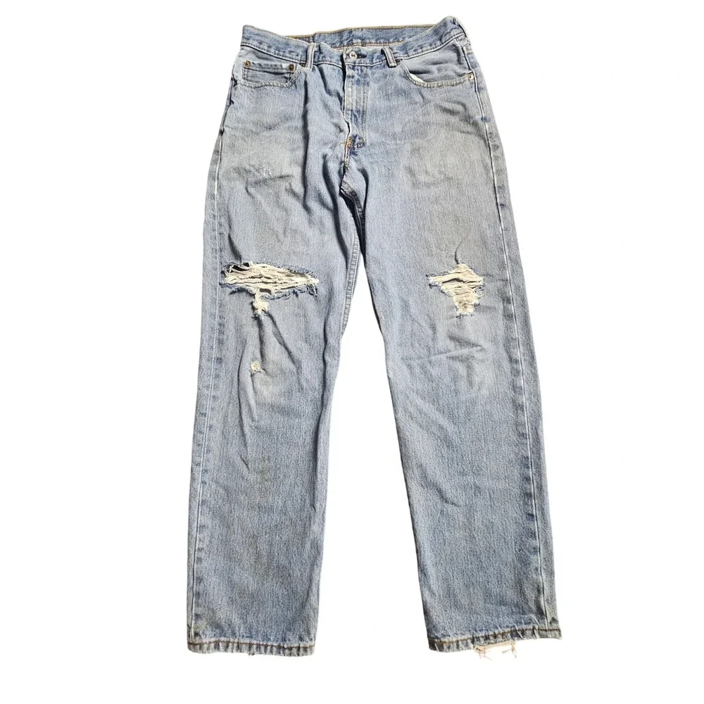 Vintage Levi's Selvedge 501 Original Fit Jeans Straight Leg 34x32 Thrashed